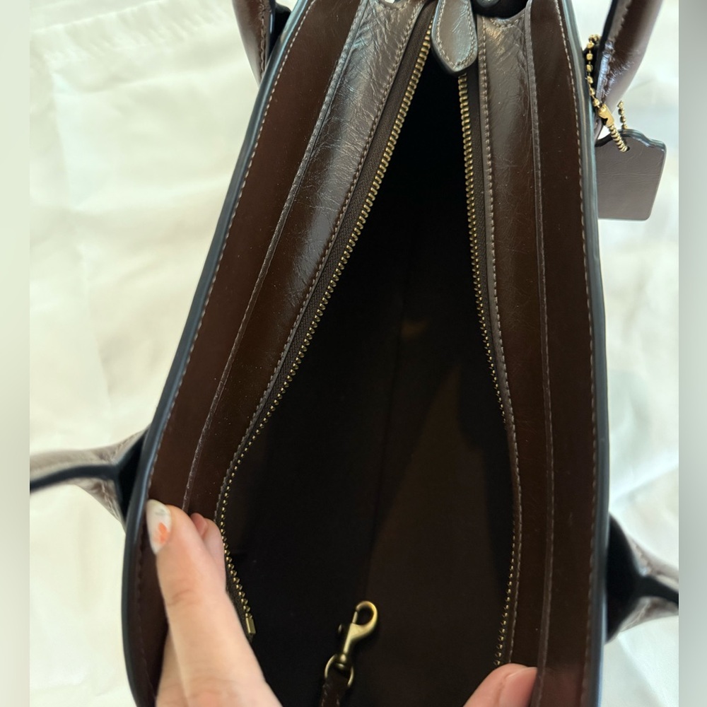 Coach Empire Carryall Bag 34 Glazed Leather Brass/Maple - Picture 4 of 16